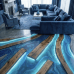 Blue Light in this River Epoxy Floor